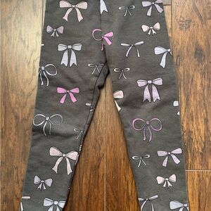 Zara Kids Bow Pattern Leggings - Gray and Pink